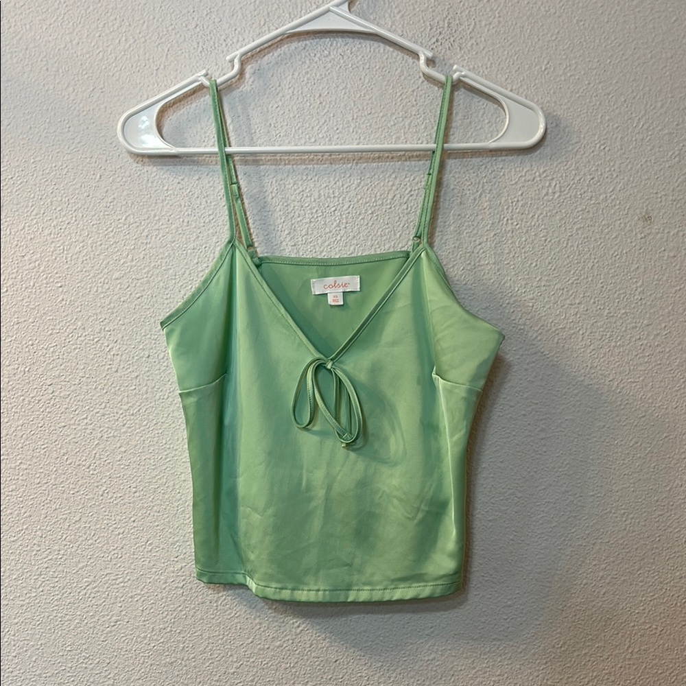 Colsie Green Tie Front Sleeveless Camisole